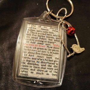 Biblical Scripture Keychain with Bird Pendant